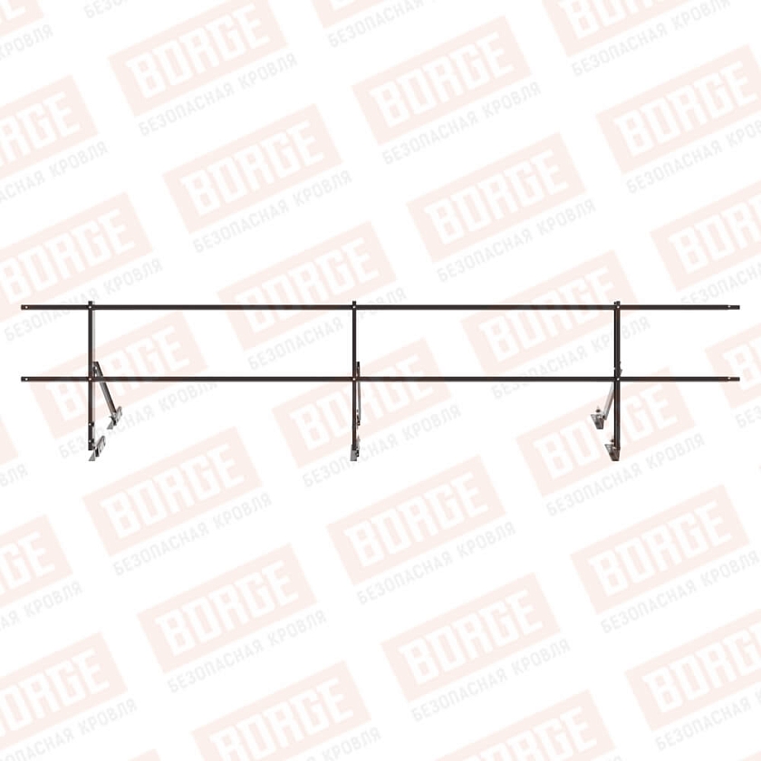 Ограждение кровельное Русский Рубеж H-60см, 3м, для фальцевой кровли, серо-коричневый (RR 32)