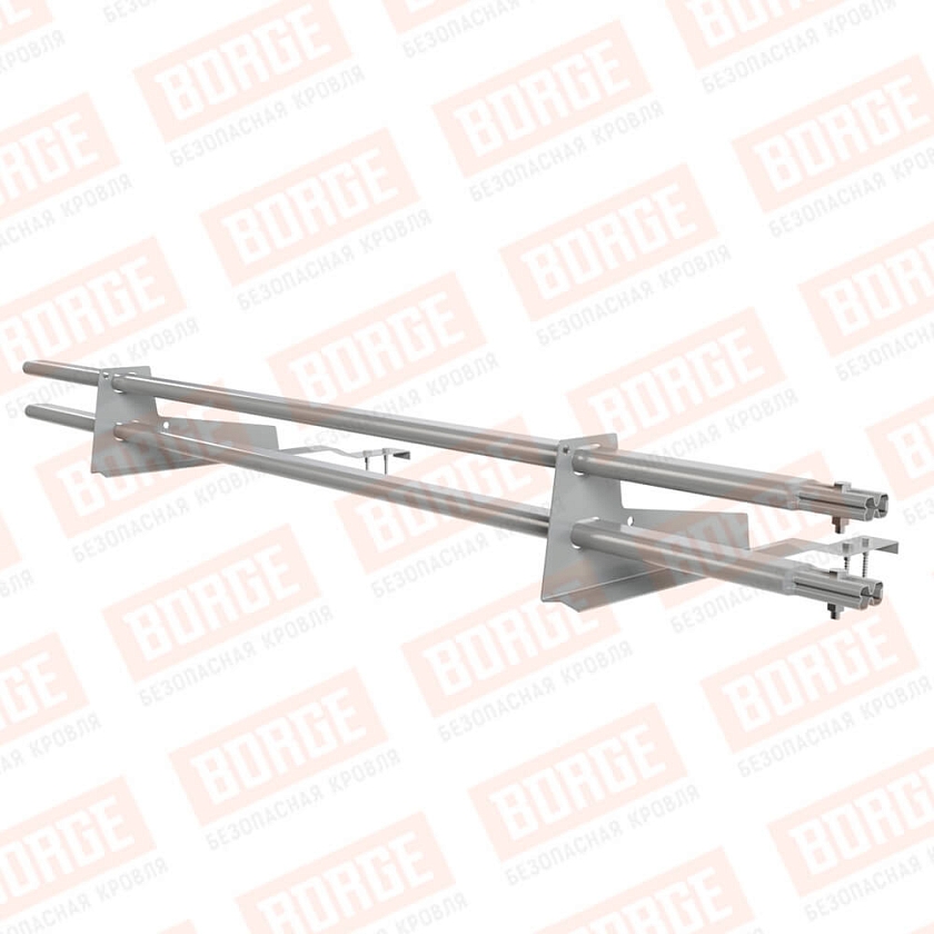 Снегозадержатель трубчатый BORGE 1,5м, 2 опоры, для черепичной кровли, бело-алюминиевый (RAL 9006)