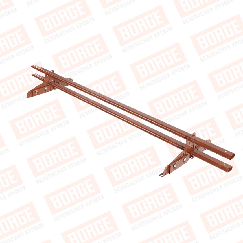 Снегозадержатель трубчатый Русский Рубеж 20х40мм, 1,5м, 2 опоры, для фальц. кровли, терракотовый (RAL 8004)