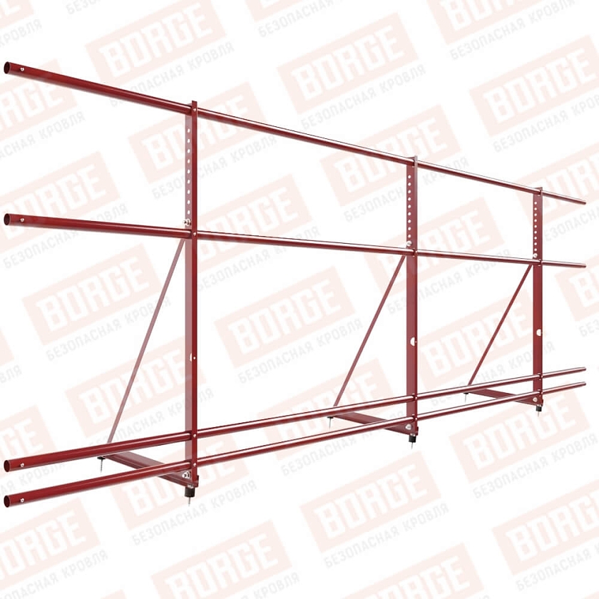 Ограждение декоративное NewLine H-90см, 3м, коричнево-красный (RAL 3011), с двумя доп. трубами