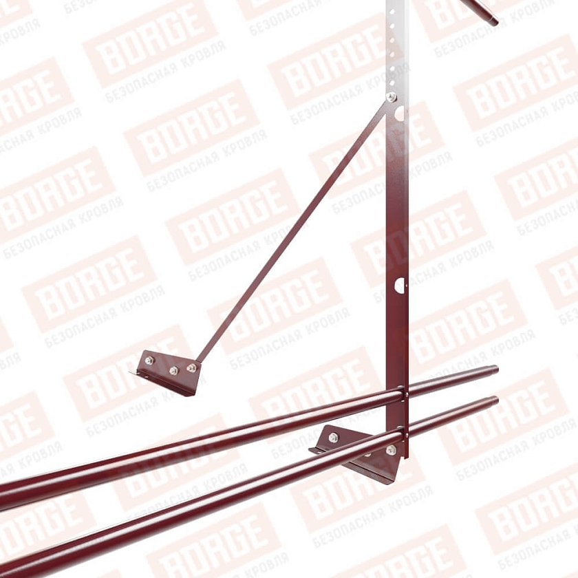 Ограждение декоративное NewLine H-120см, 3м, для фальц. кров., красное вино (RAL 3005), с двумя доп. трубами