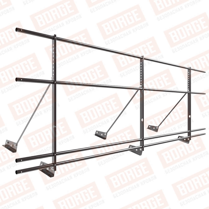 Ограждение декоративное NewLine H-90см, 3м, для фальц. кров., серо-коричневый (RR 32), с двумя доп. трубами