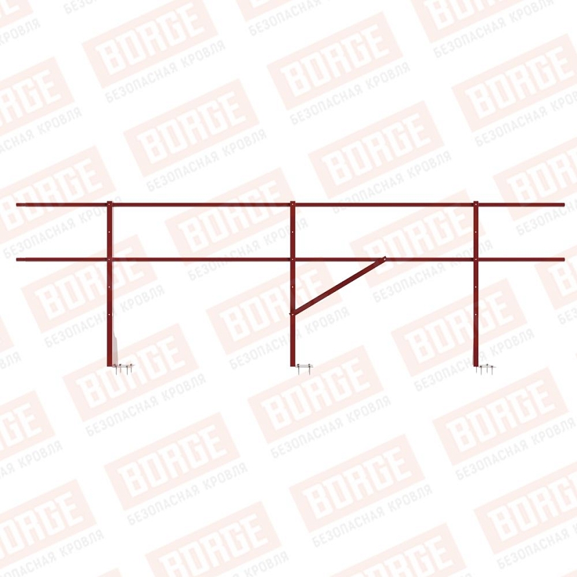 Ограждение плоских кровель NewLine Н-90, 3м, верхнее крепление, коричнево-красный (RAL 3011)