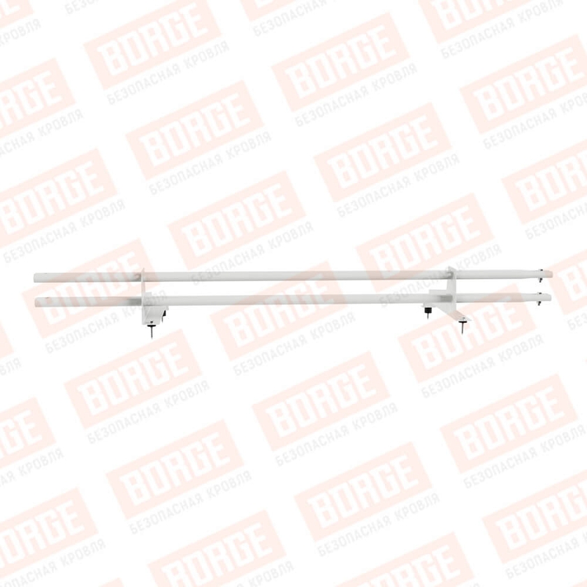 Снегозадержатель трубчатый Русский Рубеж 1,5м, 2 опоры, для МЧ с выс. ступ., сигнально-белый (RAL 9003), 400мм