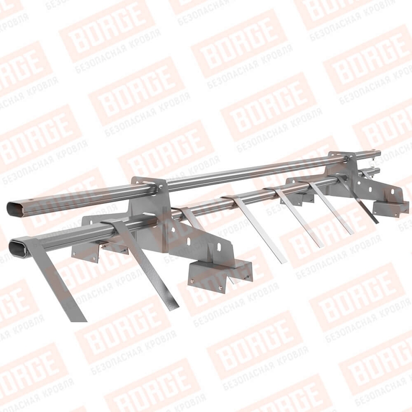 Снегозадержатель трубчатый BORGE 1,5м, 2 опоры, для профнастила Н-114, сигнально-серый (RAL 7004)