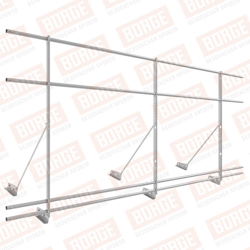 Ограждение декоративное NewLine H-120см, 3м, для фальц. кров., сигнально-серый (RAL 7004), с двумя доп. трубами