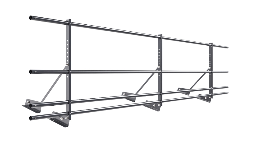 Ограждение кровельное NewLine H-60см, 3м, для фальц. кров., серый графит (RAL 7024), с двумя доп. трубами