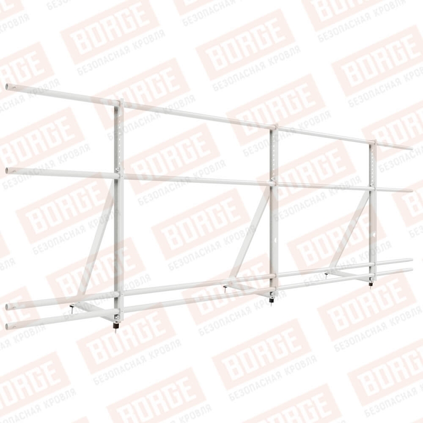 Ограждение кровельное Русский Рубеж H-90см, 3м, сигнально-белый (RAL 9003), с двумя доп. трубами