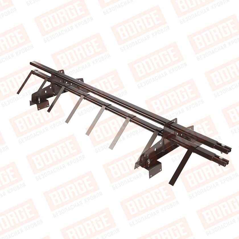 Снегозадержатель трубчатый BORGE 1,5м, 2 опоры, для профнастила Н-114, коричневый шоколад (RAL 8017 matt)