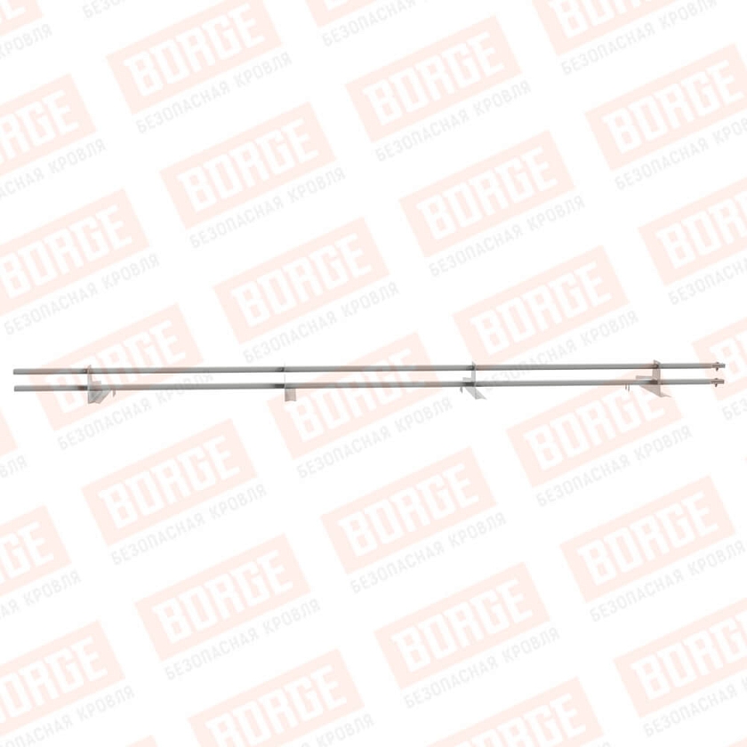 Снегозадержатель трубчатый BORGE 3м, 4 опоры, для черепичной кровли, бело-алюминиевый (RAL 9006)