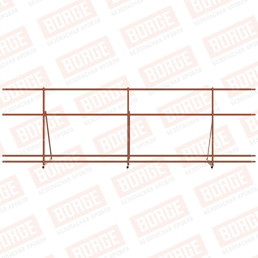 Ограждение декоративное NewLine H-90см, 3м, терракотовый (RAL 8004), с двумя доп. трубами