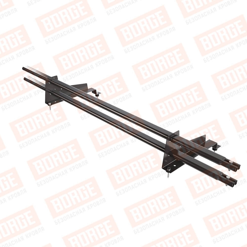 Снегозадержатель трубчатый BORGE 1,5м, 2 опоры, для МЧ с выс. ступ., серо-коричневый (RR 32), 350мм