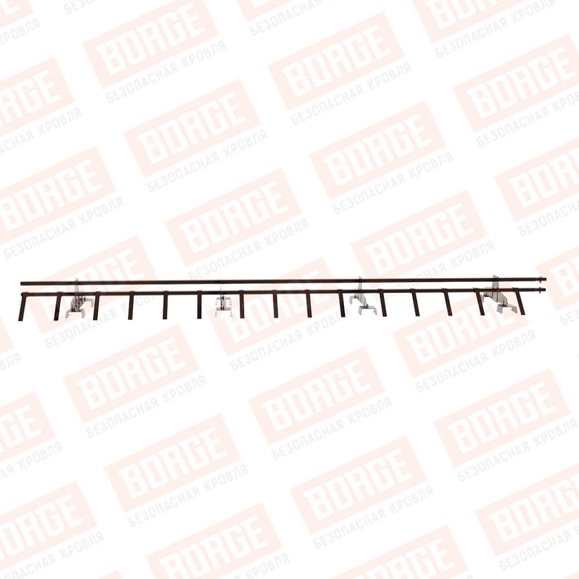 Снегозадержатель трубчатый BORGE 3м, 4 опоры, для профнастила Н-114, коричневый шоколад (RAL 8017)