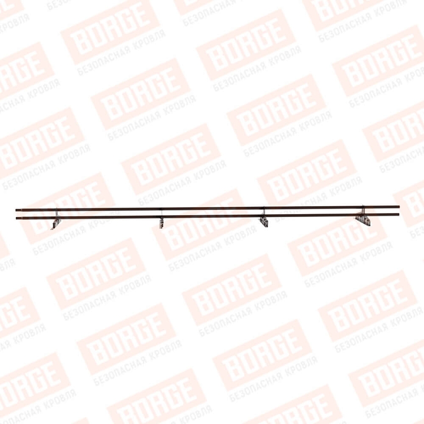 Снегозадержатель трубчатый Русский Рубеж D-25мм, 3м, 4 опоры, для фальц. кровли, коричневый шоколад (RAL 8017)