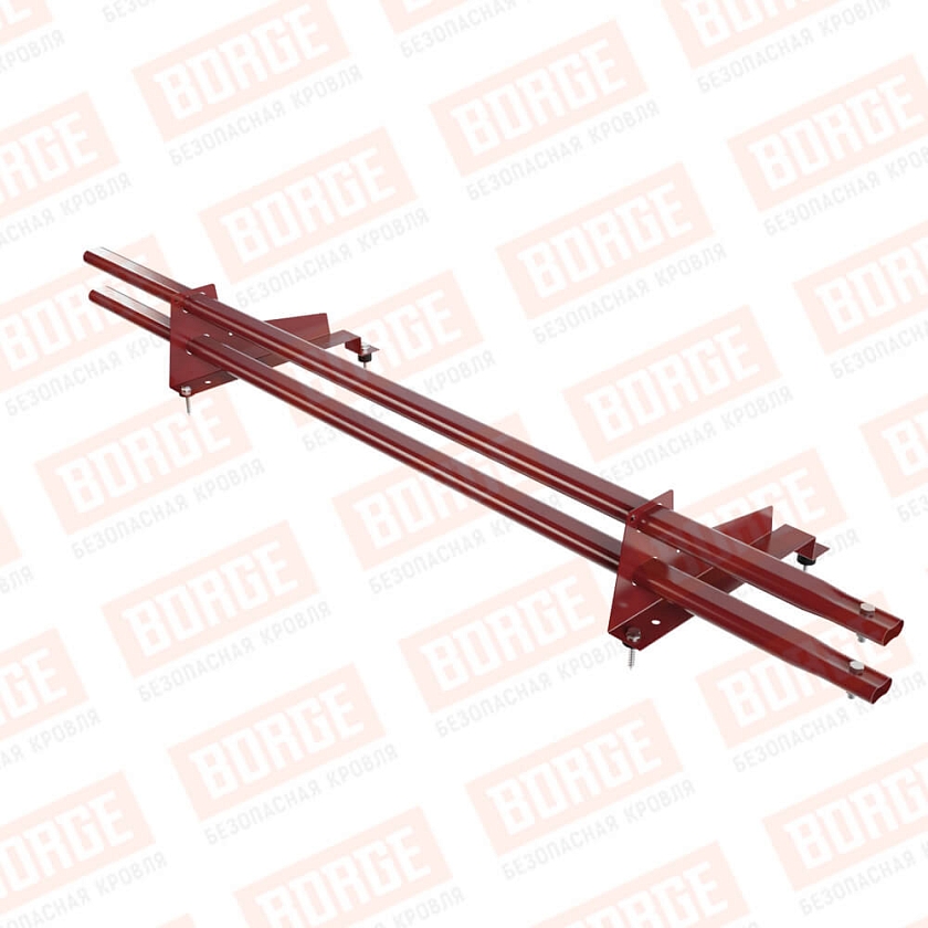 Снегозадержатель трубчатый Русский Рубеж 1,5м, 2 опоры, для МЧ с выс. ступ., коричнево-красный (RAL 3011), 350мм