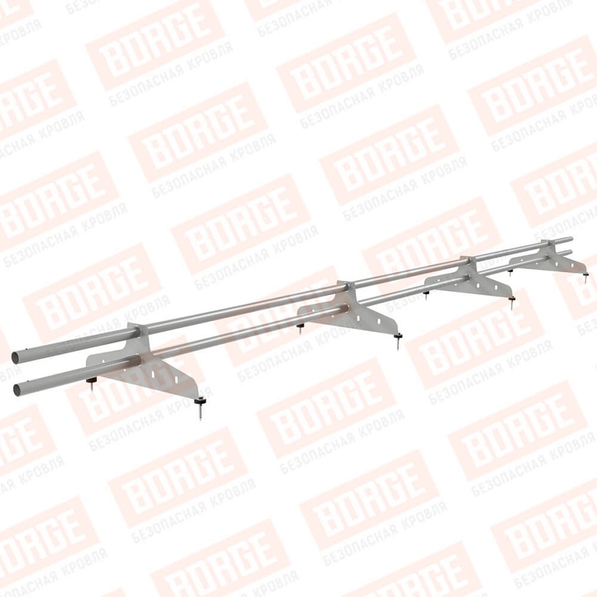 Снегозадержатель трубчатый NewLine 3м, D-25мм, 4 опоры, бело-алюминиевый (RAL 9006)