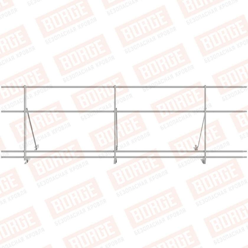 Ограждение декоративное NewLine H-90см, 3м, для фальц. кров., бело-алюминиевый (RAL 9006), с двумя доп. трубами