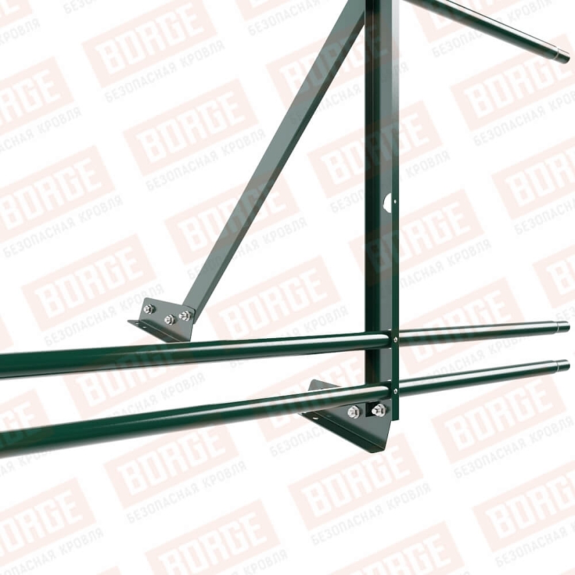 Ограждение кровельное Русский Рубеж H-90см, 3м, для фальцевой кровли, зеленый мох (RAL 6005), с двумя доп. трубами