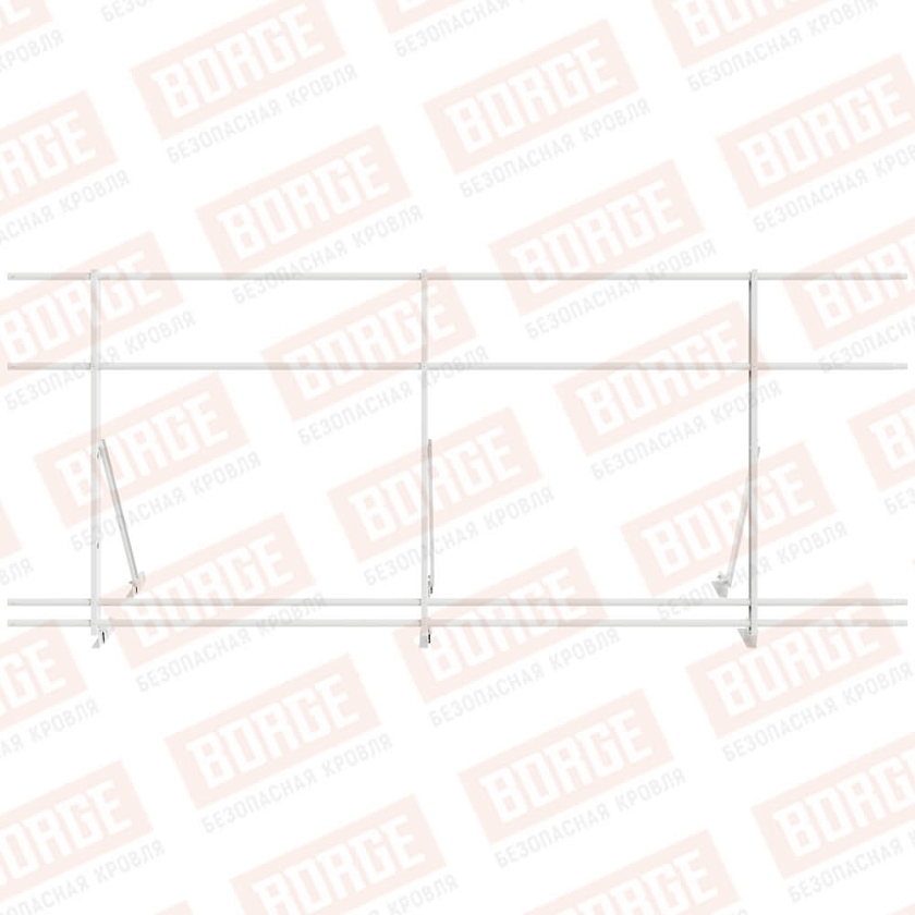 Ограждение кровельное Русский Рубеж H-120см, 3м, для фальцевой кровли, сигнально-белый (RAL 9003), с двумя доп. трубами
