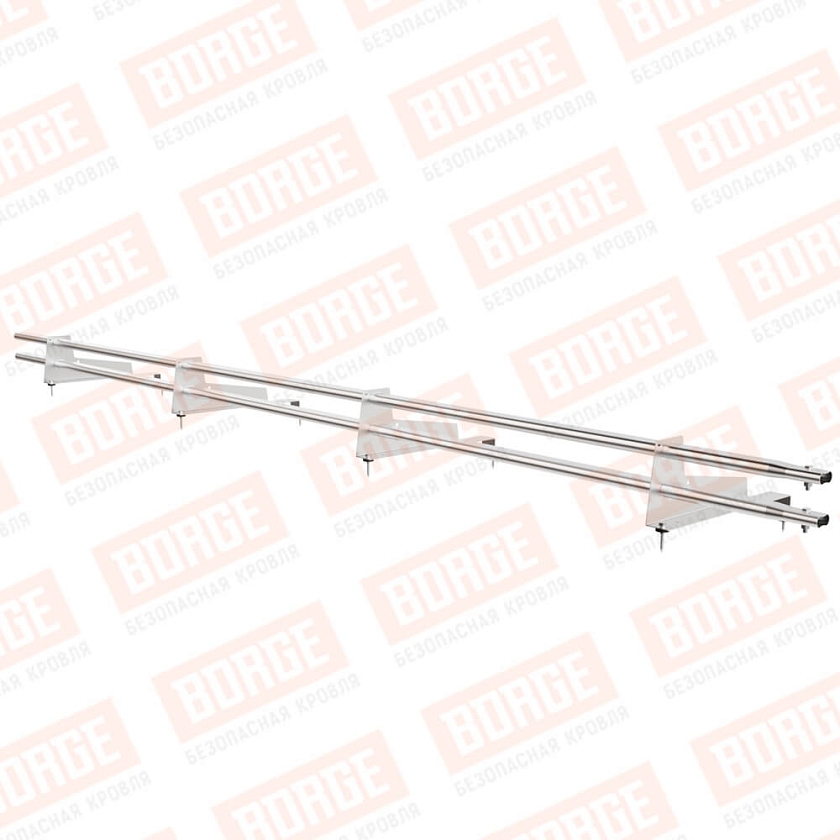 Снегозадержатель трубчатый Русский Рубеж 3м, 4 опоры, для МЧ с выс. ступенькой, цинк, 400мм