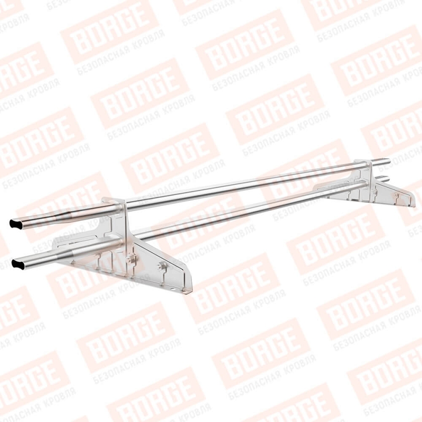 Снегозадержатель трубчатый Русский Рубеж 20х40мм, 1,5м, 2 опоры, для фальц. кровли, цинк