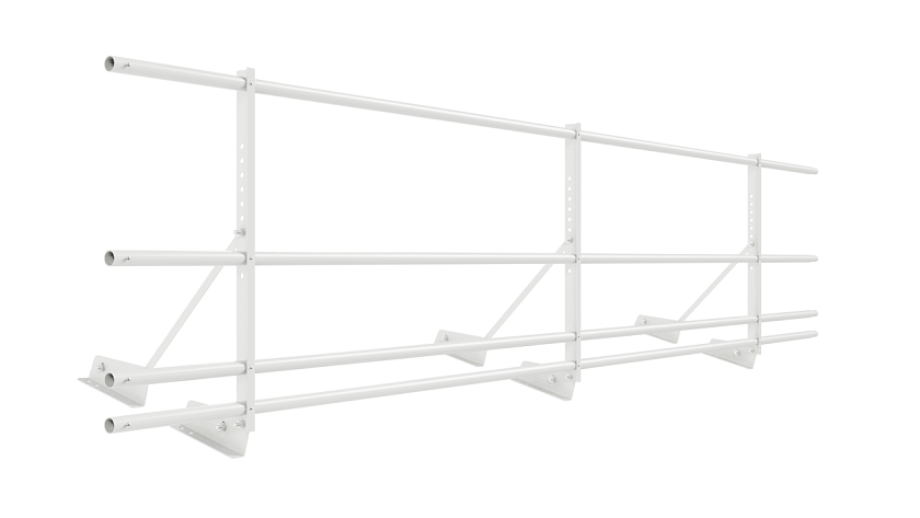 Ограждение кровельное NewLine H-60см, 3м, для фальц. кров., сигнально-белый (RAL 9003), с двумя доп. трубами