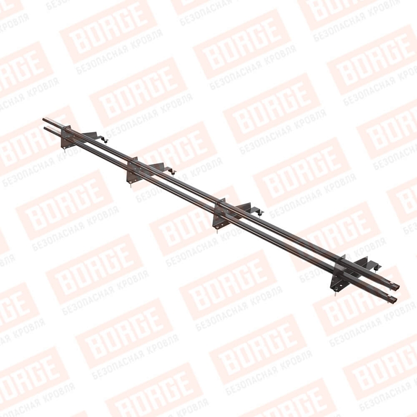 Снегозадержатель трубчатый Русский Рубеж 3м, 4 опоры, для МЧ с выс. ступенькой, серо-коричневый (RR 32), 350мм