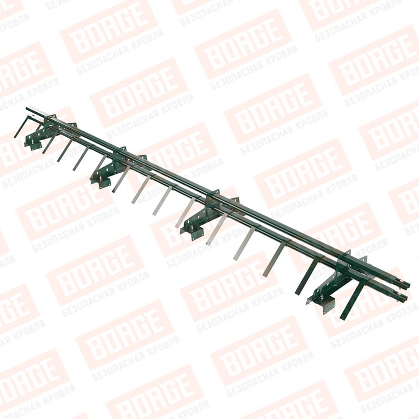 Снегозадержатель трубчатый BORGE 3м, 4 опоры, для профнастила Н-114, зеленый мох (RAL 6005)