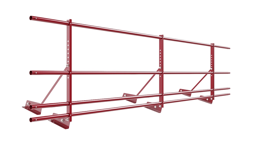 Ограждение кровельное NewLine H-60см, 3м, для фальц. кров., рубиново-красный (RAL 3003), с двумя доп. трубами