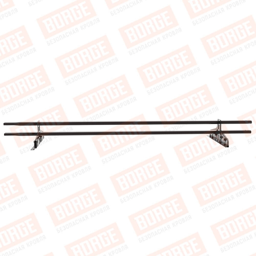 Снегозадержатель трубчатый Русский Рубеж 20х40мм, 1,5м, 2 опоры, для фальц. кровли, серо-коричневый (RAL 8019)