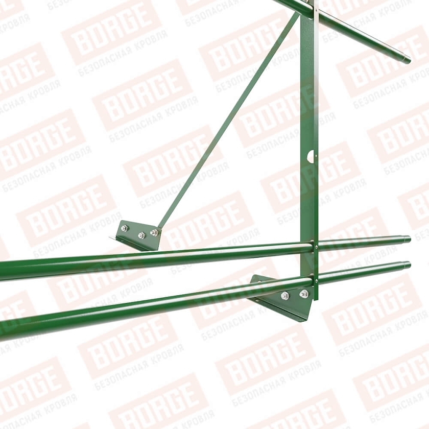 Ограждение декоративное NewLine H-90см, 3м, для фальц. кров., лиственно-зеленый (RAL 6002), с двумя доп. трубами