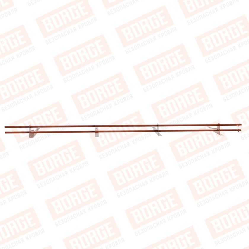 Снегозадержатель трубчатый BORGE 3м, 4 опоры, для композитной черепицы, терракотовый (RAL 8004)