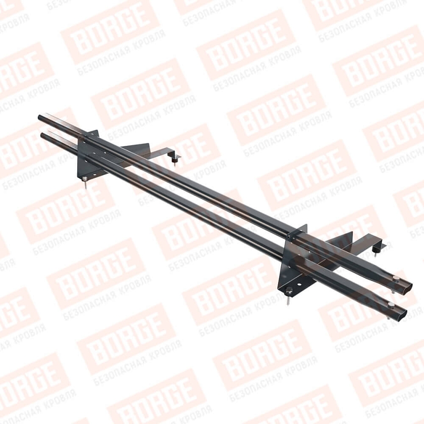 Снегозадержатель трубчатый Русский Рубеж 1,5м, 2 опоры, для МЧ с выс. ступ., антрацитово-серый (RAL 7016),400мм