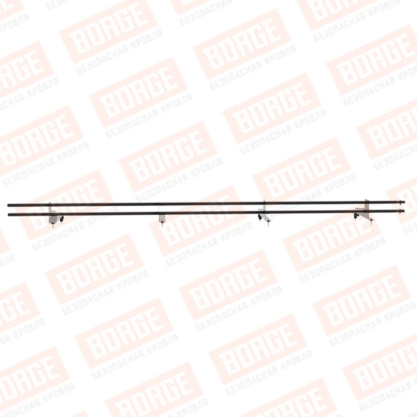 Снегозадержатель трубчатый BORGE 3м, 4 опоры, для МЧ с выс. ступен., серо-коричневый (RR 32), 350мм