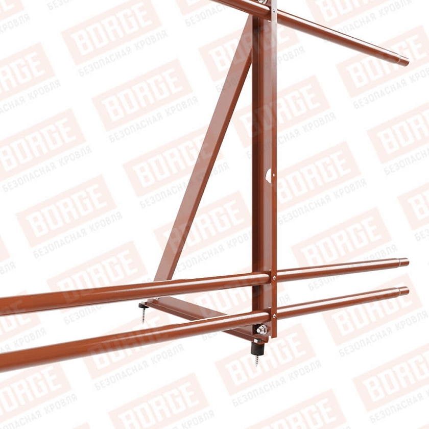 Ограждение кровельное Русский Рубеж H-90см, 3м, терракотовый (RAL 8004), с двумя доп. трубами