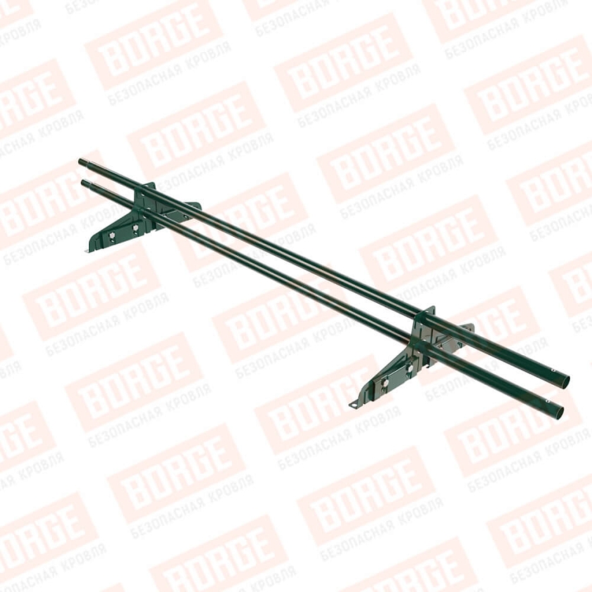 Снегозадержатель трубчатый Русский Рубеж D-25мм, 1,5м, 2 опоры, для фальц. кров., зеленый мох (RAL 6005)