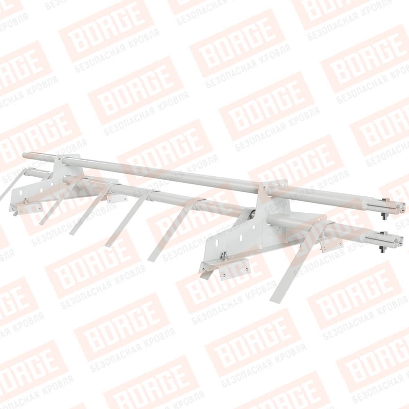 Снегозадержатель трубчатый BORGE 1,5м, 2 опоры, для профнастила Н-60, Н-75, сигнально-белый (RAL 9003)