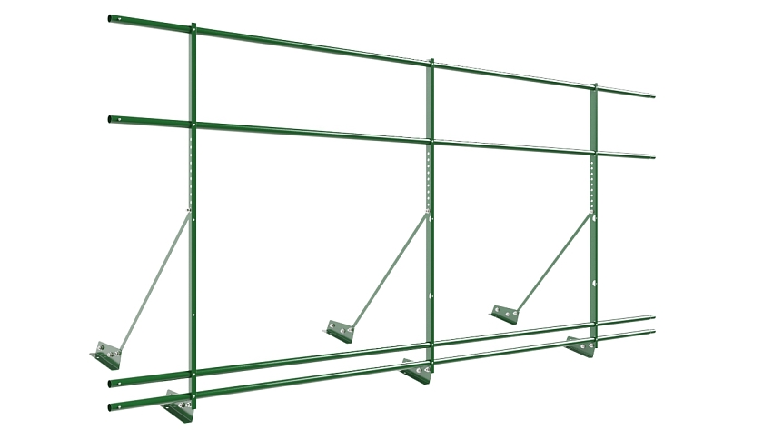 Ограждение кровельное NewLine H-120см, 3м, для фальц. кров., лиственно-зеленый (RAL 6002), с двумя доп. трубами