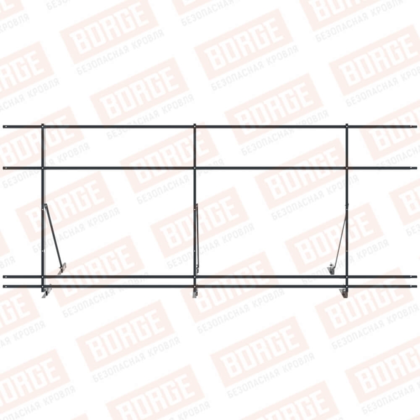 Ограждение декоративное NewLine H-120см, 3м, для фальц. кров., антрацитово-серый (RAL 7016), с двумя доп. трубами