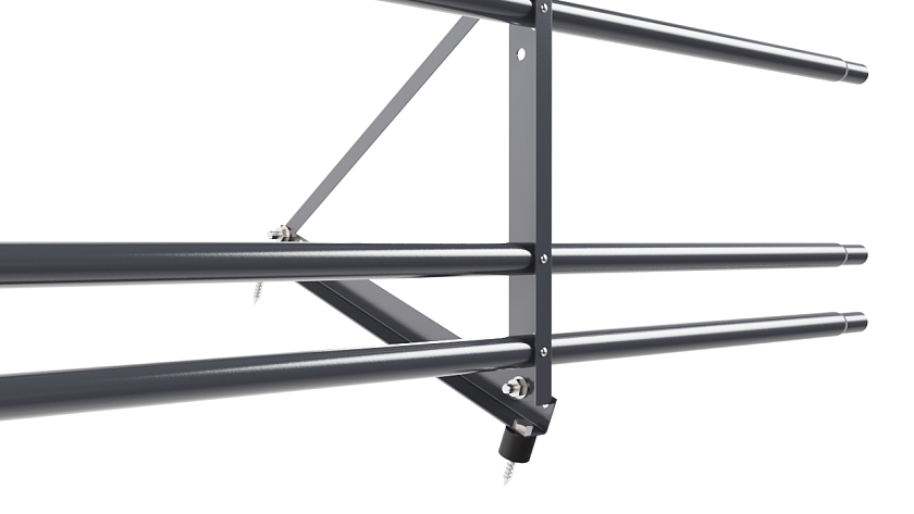 Ограждение кровельное NewLine H-60см, 3м, серый графит (RAL 7024), с двумя доп. трубами