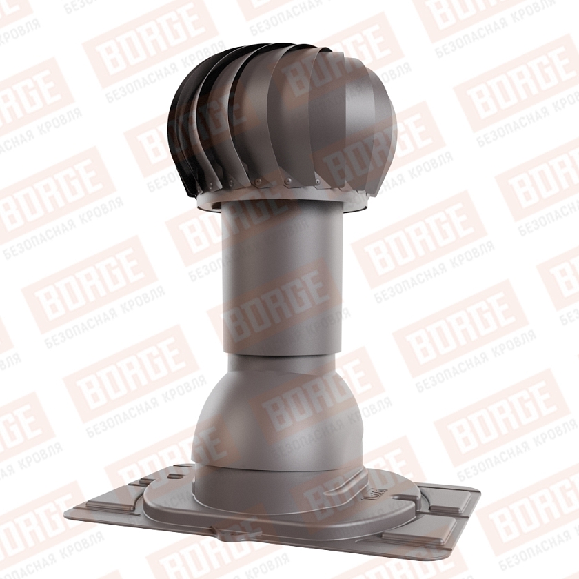 Роторная вентиляция Viotto с универсальным проходным элементом, d-110мм, h-550мм, утепленная, серо-коричневый (RAL 8019)