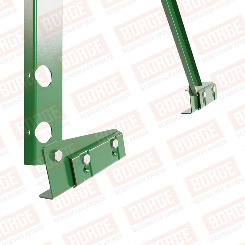 Ограждение кровельное Русский Рубеж H-120см, 3м, для фальцевой кровли, лиственно-зеленый (RAL 6002)