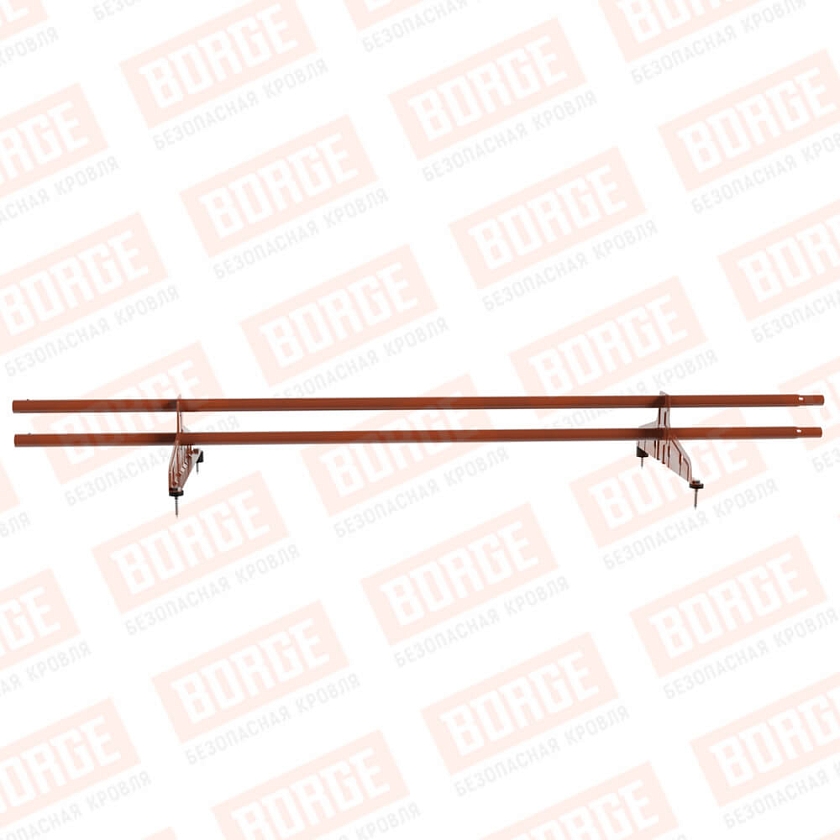 Снегозадержатель трубчатый Русский Рубеж D-25мм, 1,5м, 2 опоры, терракотовый (RAL 8004)