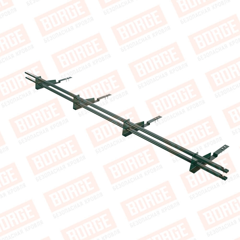 Снегозадержатель трубчатый BORGE 3м, 4 опоры, для композитной черепицы, зеленый мох (RAL 6005)