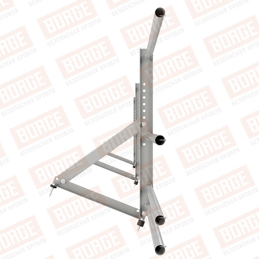 Ограждение кровельное Русский Рубеж H-60см, 3м, бело-алюминиевый (RAL 9006), с двумя доп. трубами