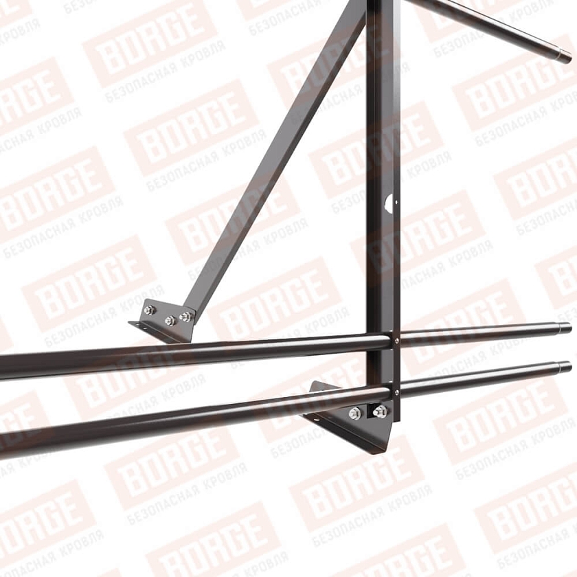 Ограждение кровельное Русский Рубеж H-90см, 3м, для фальцевой кровли, серо-коричневый (RR 32), с двумя доп. трубами