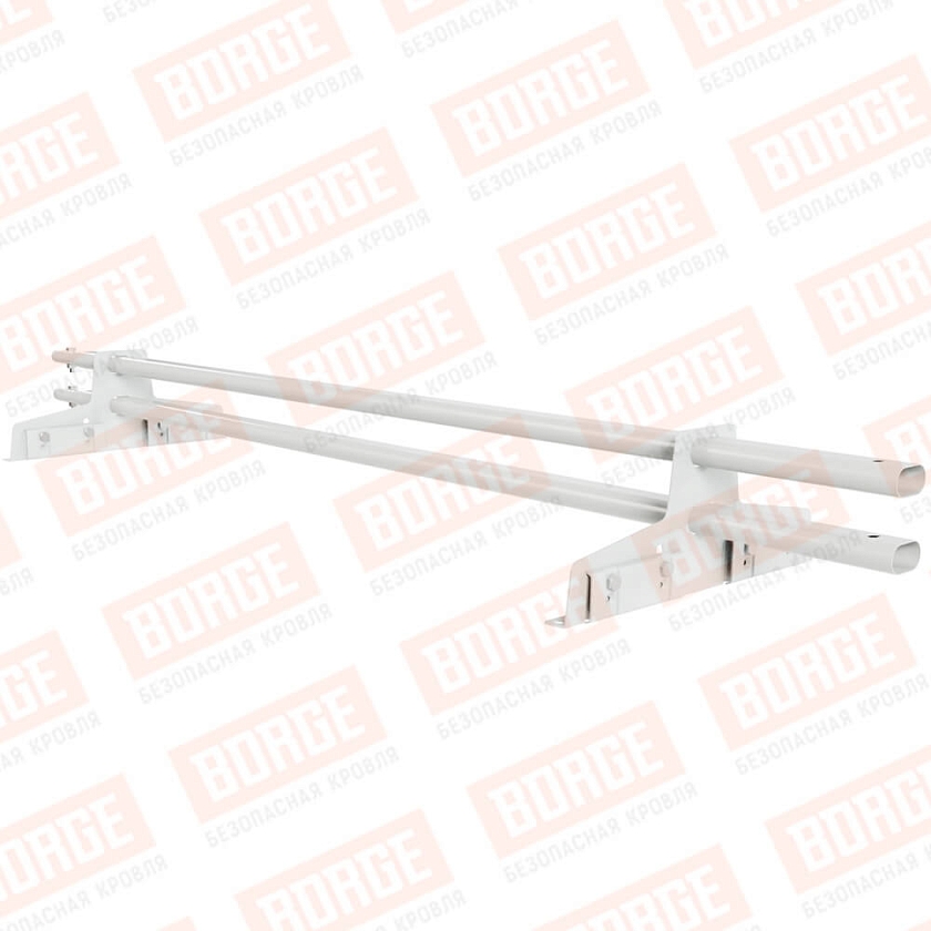 Снегозадержатель трубчатый Русский Рубеж 25х45мм, 1,5м, 2 опоры, для фальц. кров., сигнально-белый (RAL 9003)