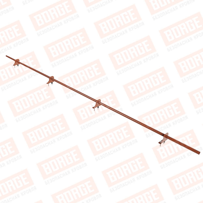 Снегозадержатель однотрубчатый NewLine 3м, D-25мм, 4 опоры, терракотовый (RAL 8004)