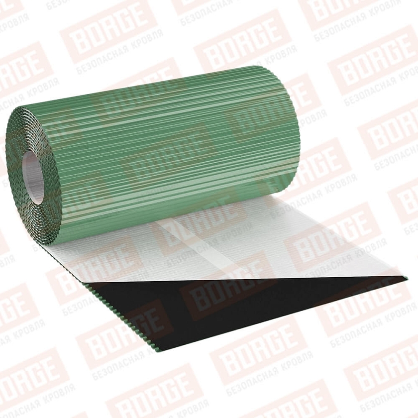 Лента примыкания алюминиевая BORGE, Классик 300мм, 5м, хромовый зеленый (RAL 6020)