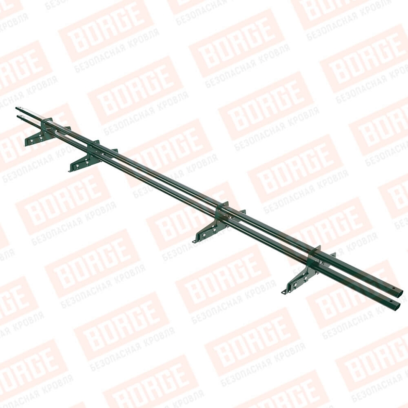 Снегозадержатель трубчатый Русский Рубеж 25х45мм, 3м, 4 опоры, для фальц. кровли, зеленый мох (RAL 6005)